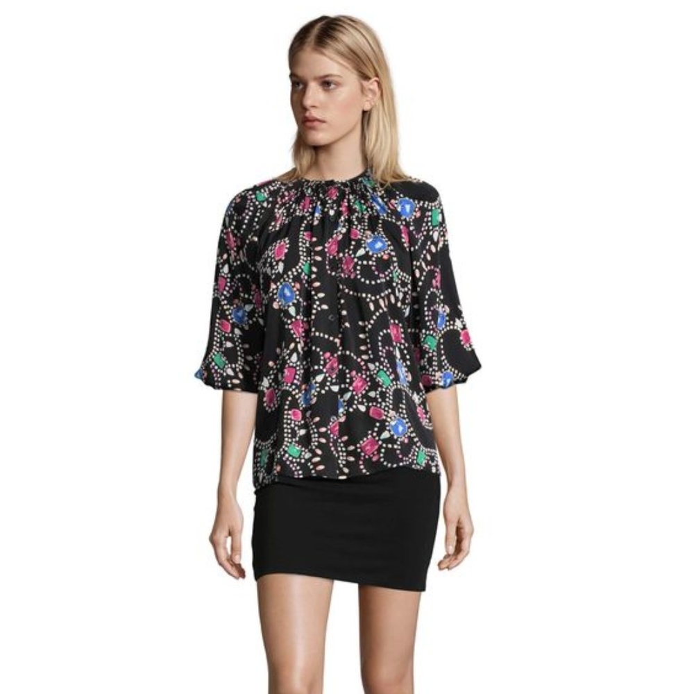 *Store Closing Sale* Tucker Classic Blouse Jewels in Stretch Georgette